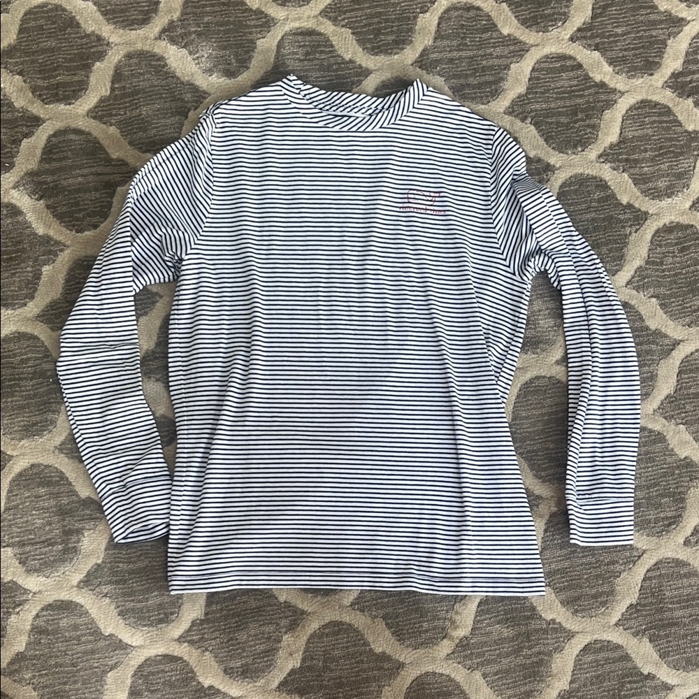 Vineyard Vines Navy & White Striped Long Sleeve Tee